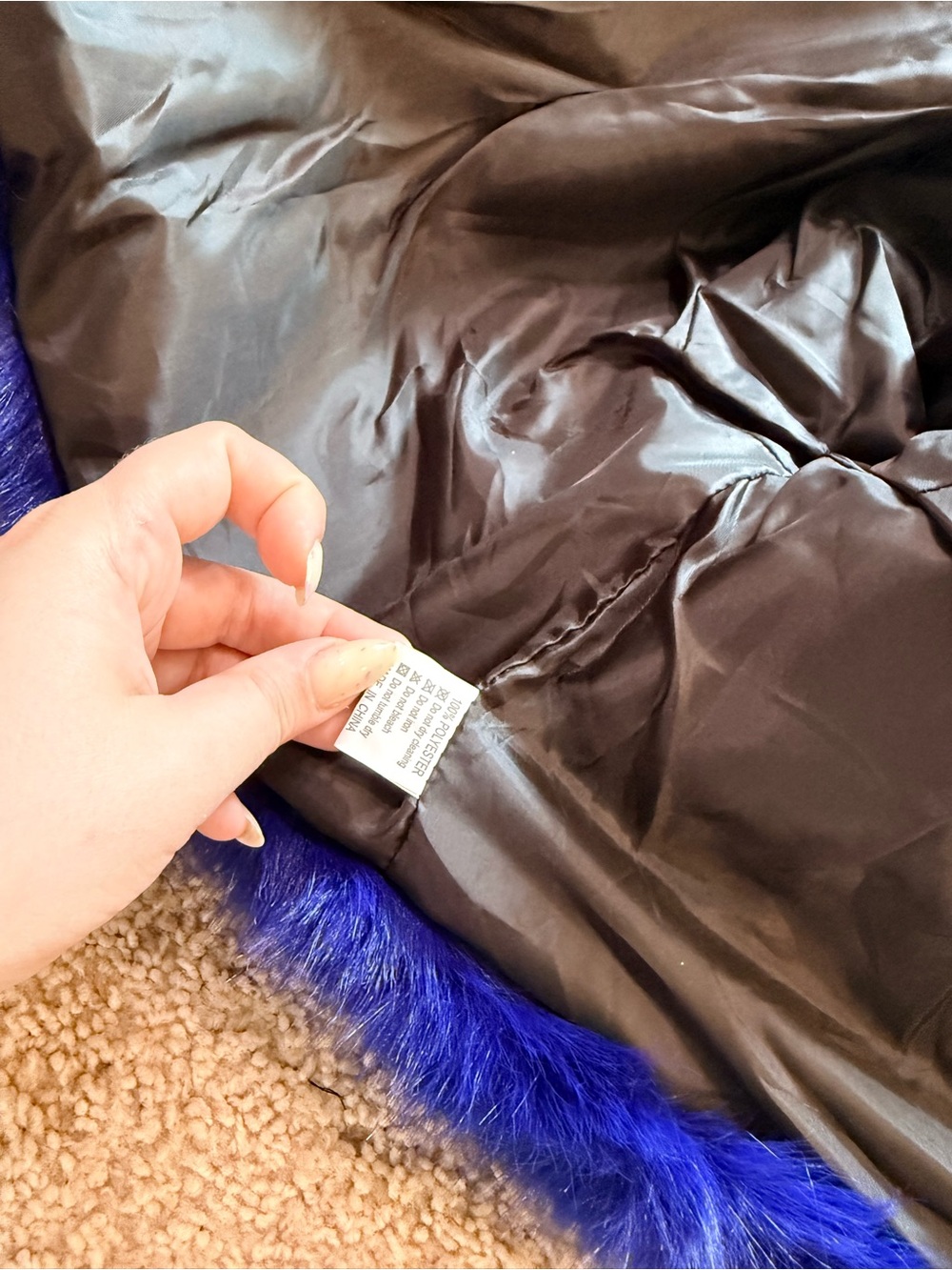 Loveimgs Royal Blue Faux Fur Crop Jacket Coat Women's Size XXL New - Picture 4 of 5